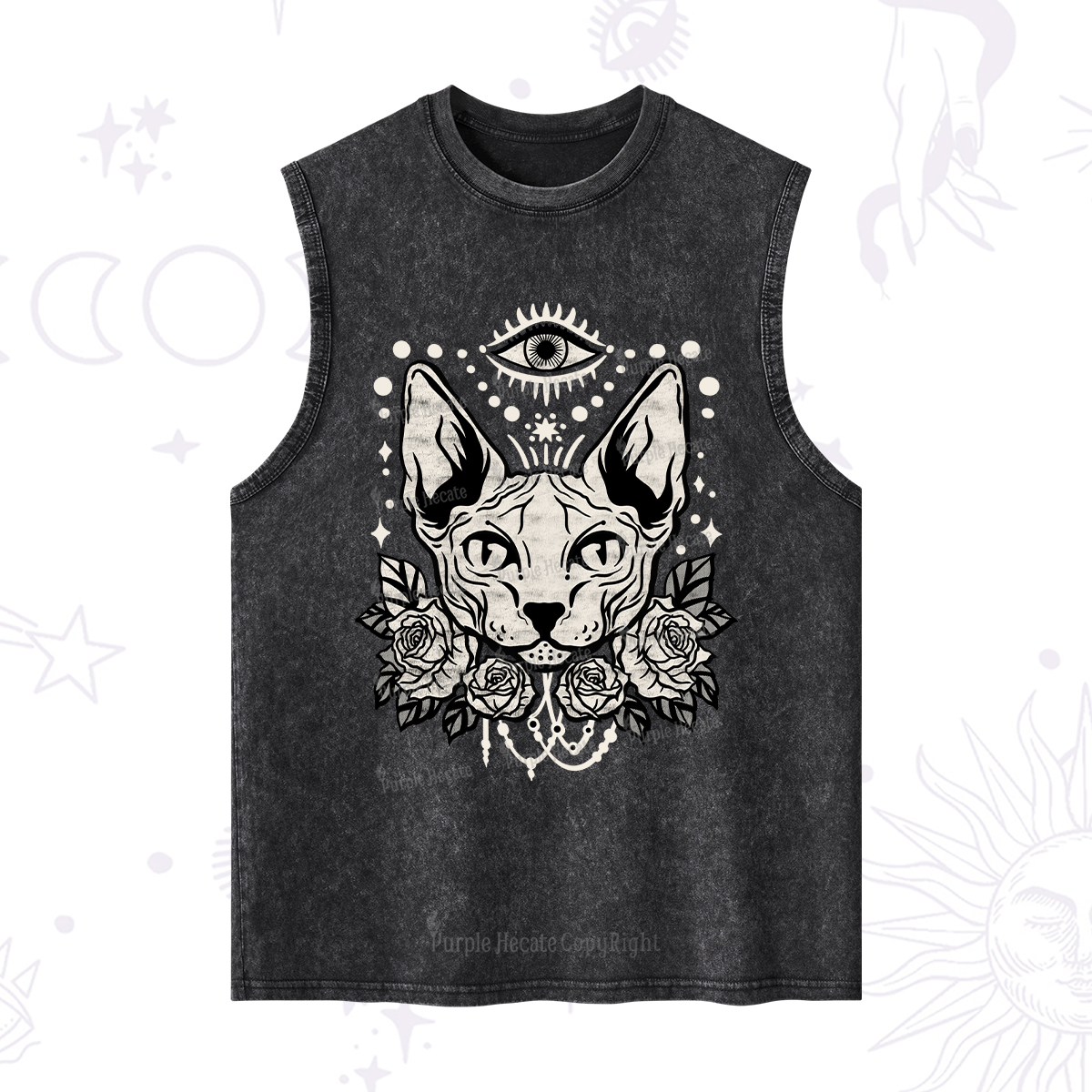 Purplehecate Mystical Cat Washed Tank