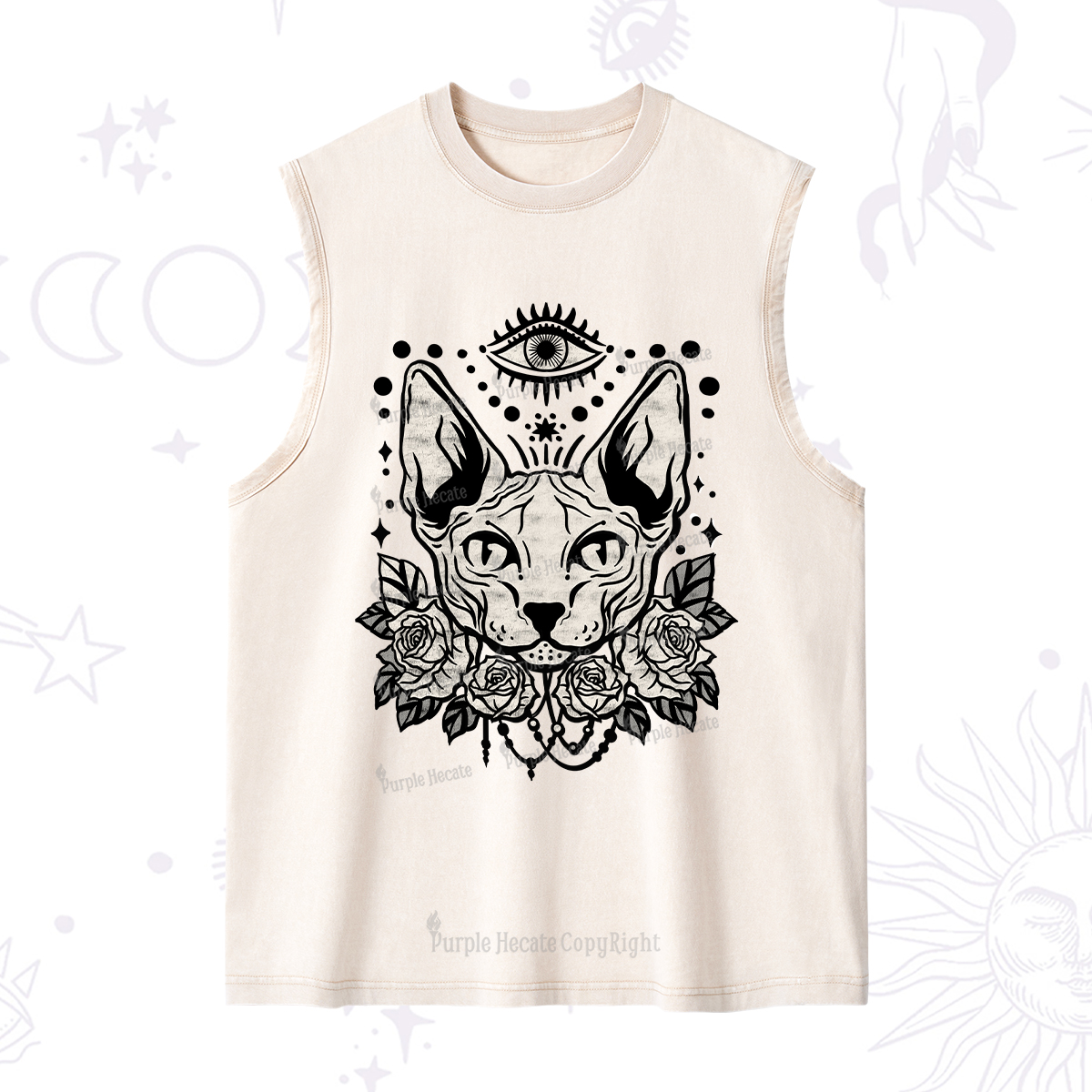 Purplehecate Mystical Cat Washed Tank