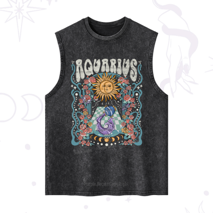 Purplehecate Aquarius Spirit Zodiac Washed Tank
