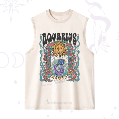 Purplehecate Aquarius Spirit Zodiac Washed Tank