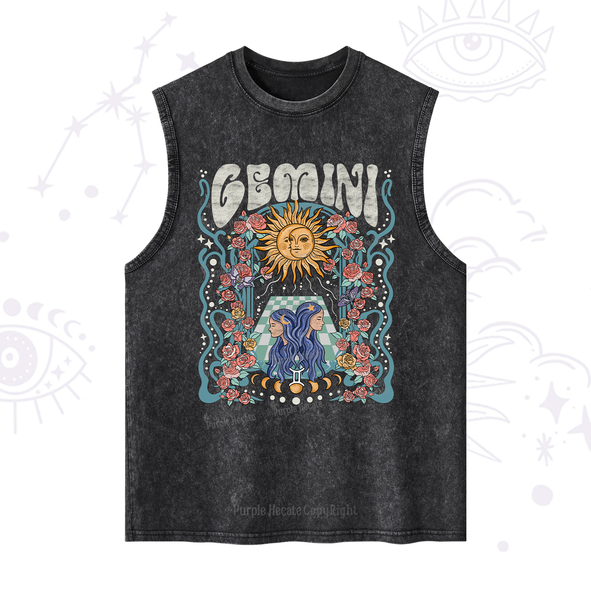 Purplehecate Gemini Spirit Zodiac Washed Tank