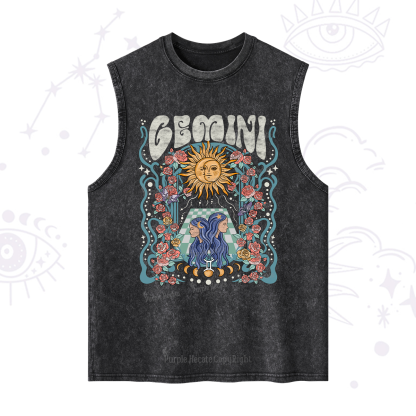 Purplehecate Gemini Spirit Zodiac Washed Tank