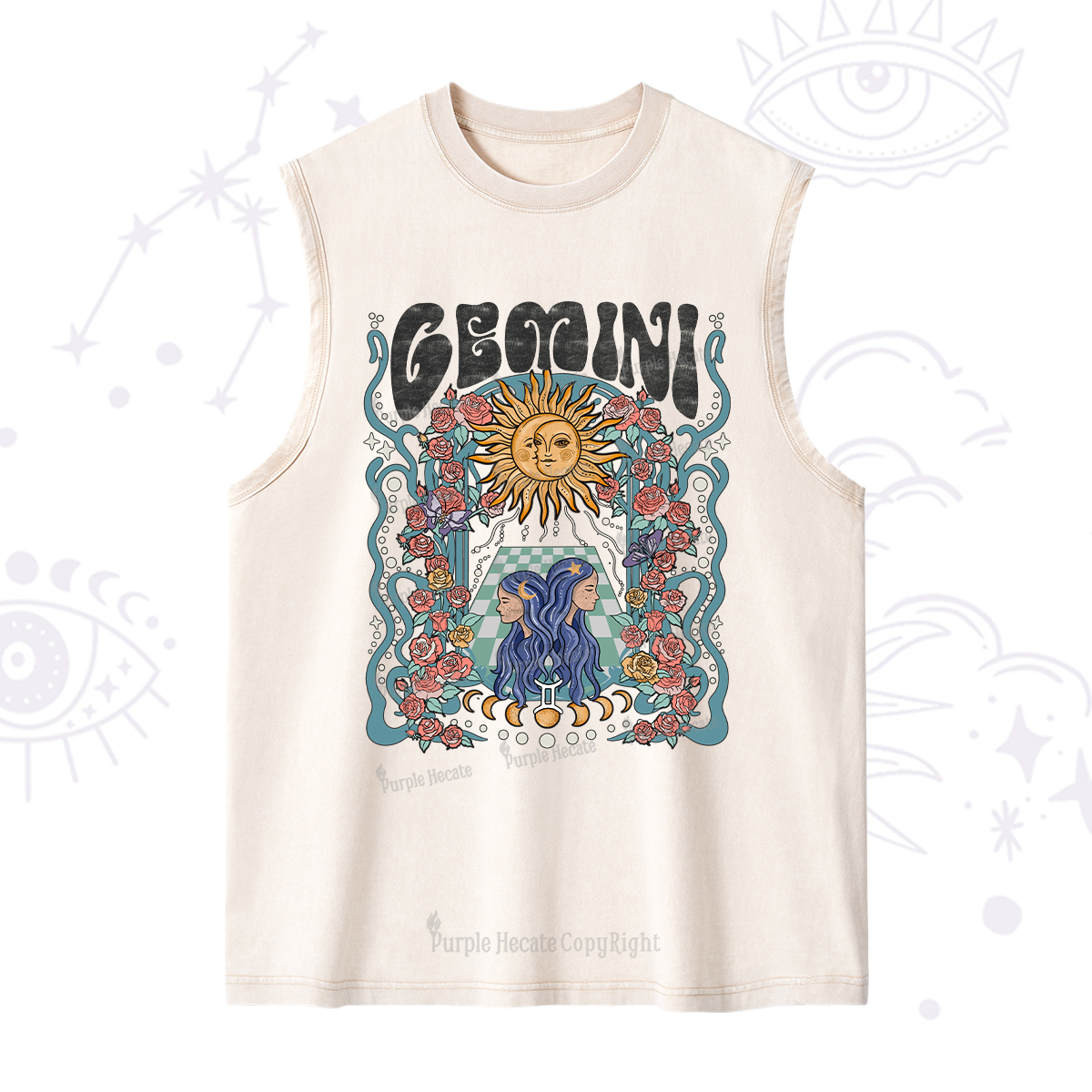 Purplehecate Gemini Spirit Zodiac Washed Tank