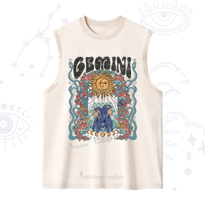 Purplehecate Gemini Spirit Zodiac Washed Tank