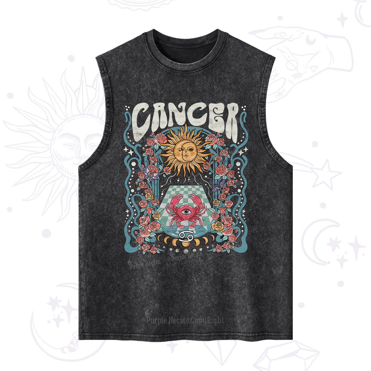 Purplehecate Cancer Spirit Zodiac Washed Tank