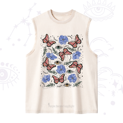 Purplehecate Butterfly Floral Washed Tank