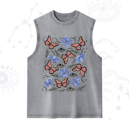 Purplehecate Butterfly Floral Washed Tank
