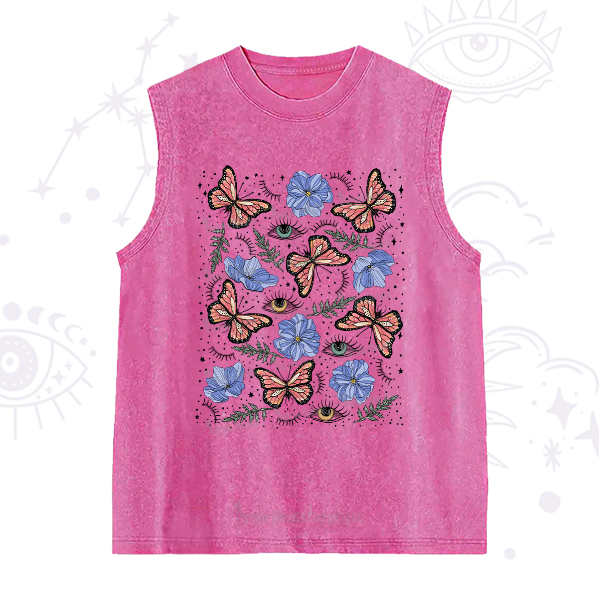 Purplehecate Butterfly Floral Washed Tank