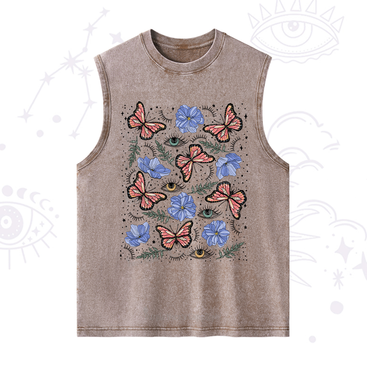 Purplehecate Butterfly Floral Washed Tank