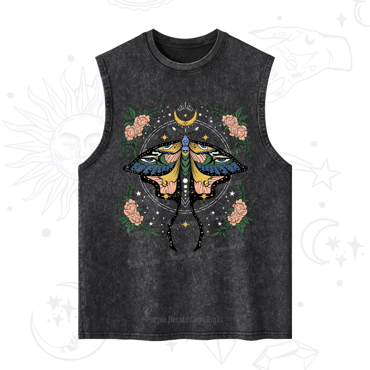 Purplehecate Mystical Moth Washed Tank
