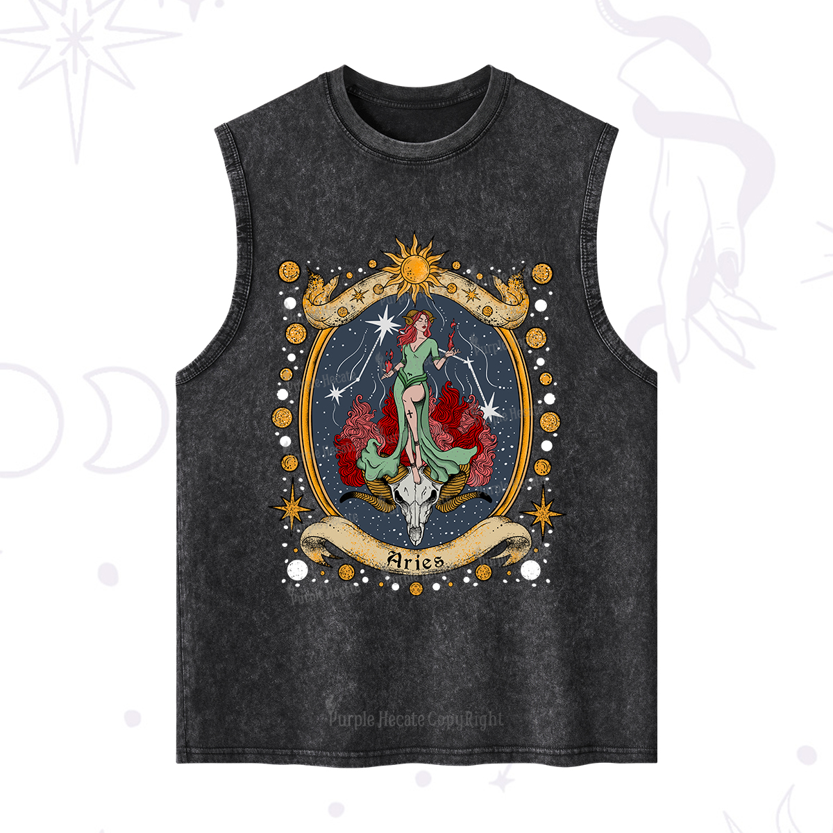 Purplehecate Celestial Aries Zodiac Washed Tank