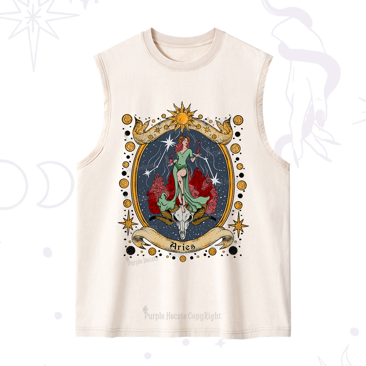 Purplehecate Celestial Aries Zodiac Washed Tank