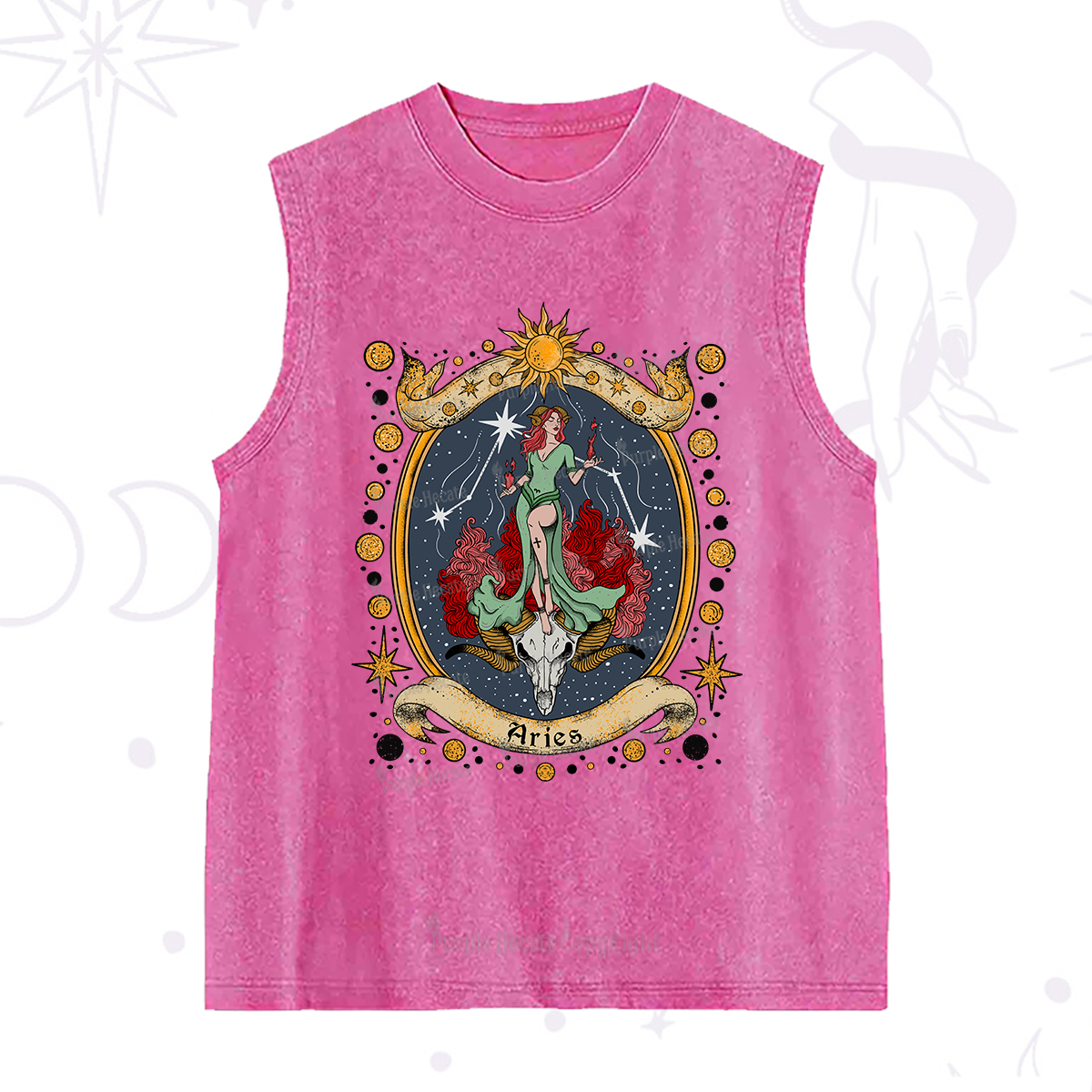Purplehecate Celestial Aries Zodiac Washed Tank