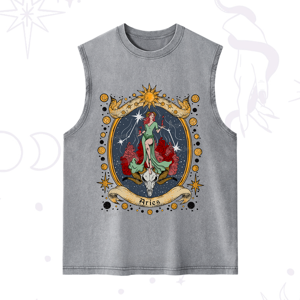 Purplehecate Celestial Aries Zodiac Washed Tank