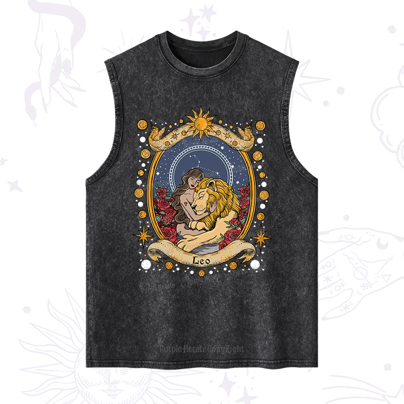 Purplehecate Celestial Leo Zodiac Washed Tank