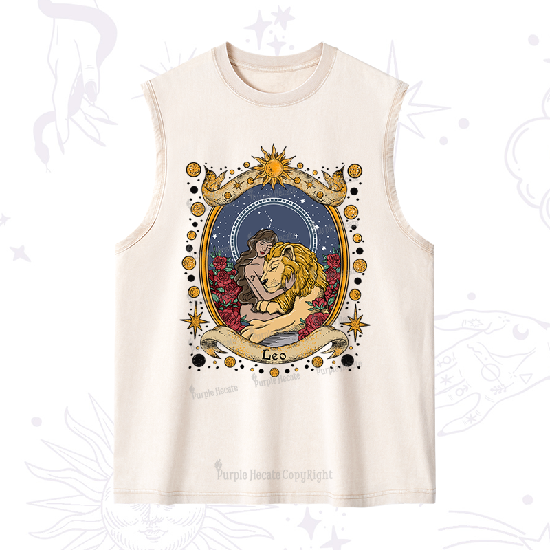 Purplehecate Celestial Leo Zodiac Washed Tank