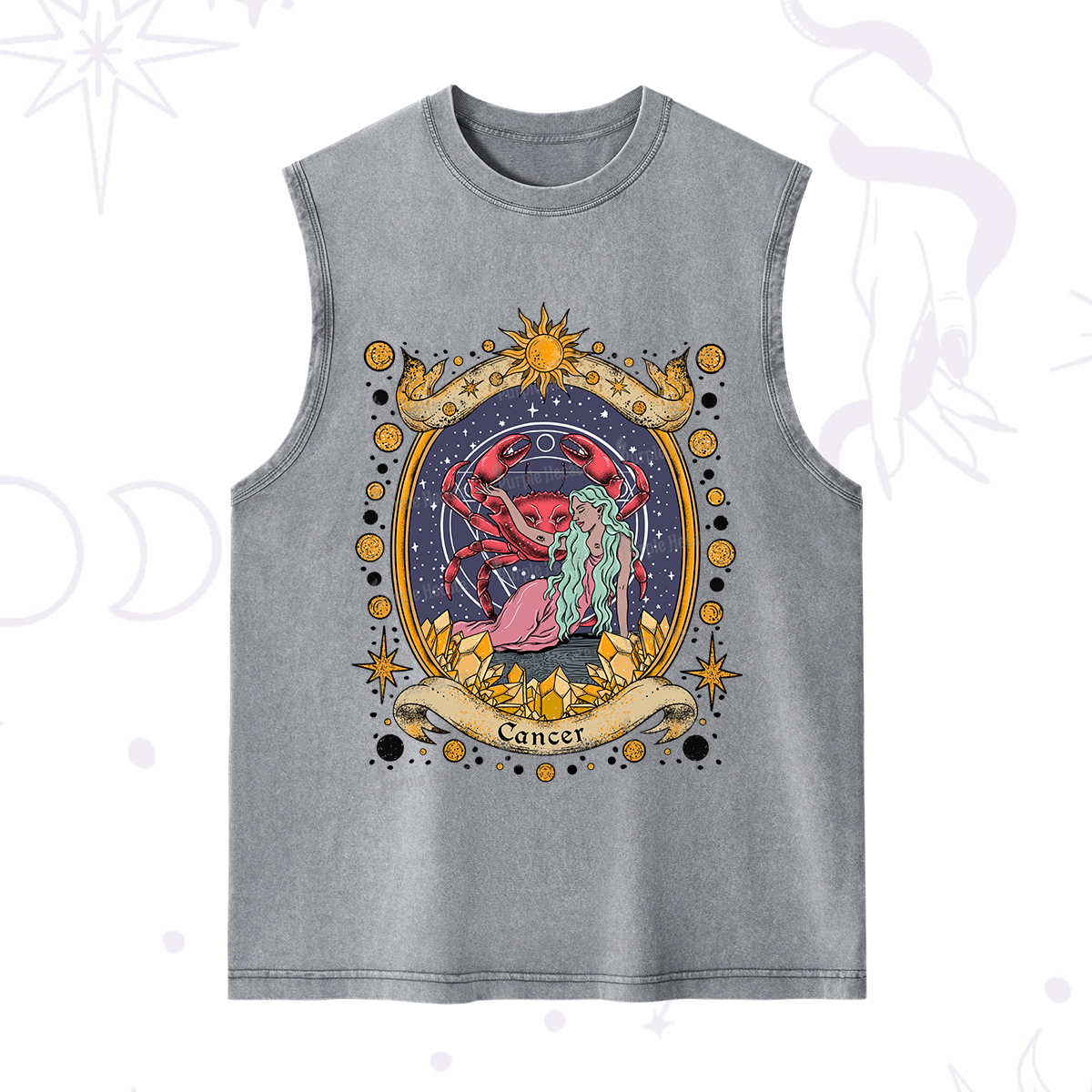 Purplehecate Celestial Cancer Zodiac Washed Tank