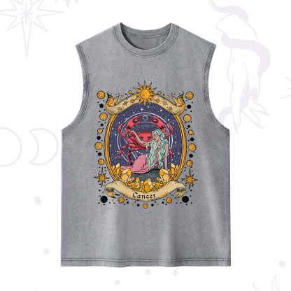 Purplehecate Celestial Cancer Zodiac Washed Tank