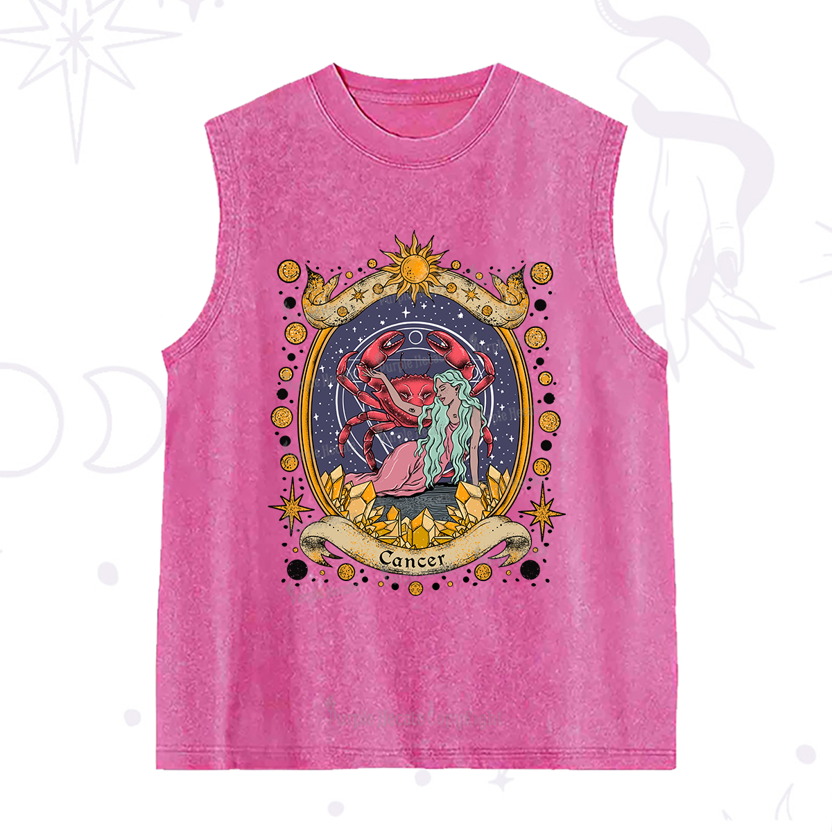 Purplehecate Celestial Cancer Zodiac Washed Tank