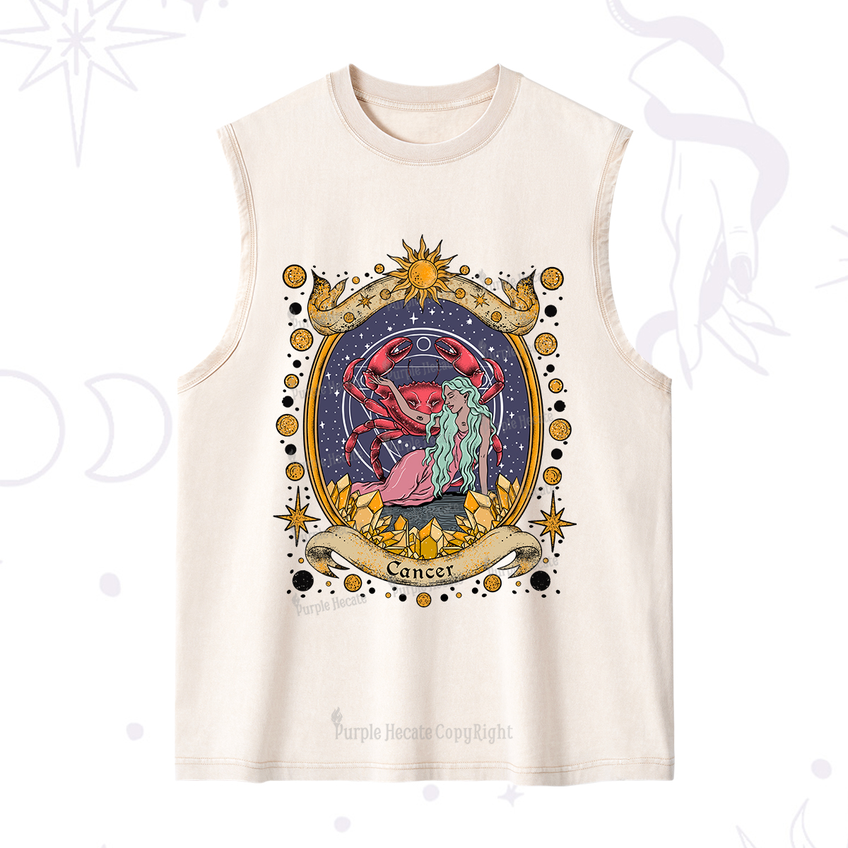 Purplehecate Celestial Cancer Zodiac Washed Tank