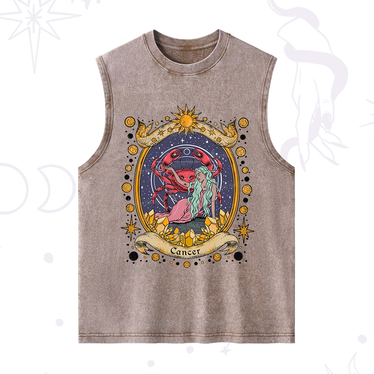 Purplehecate Celestial Cancer Zodiac Washed Tank