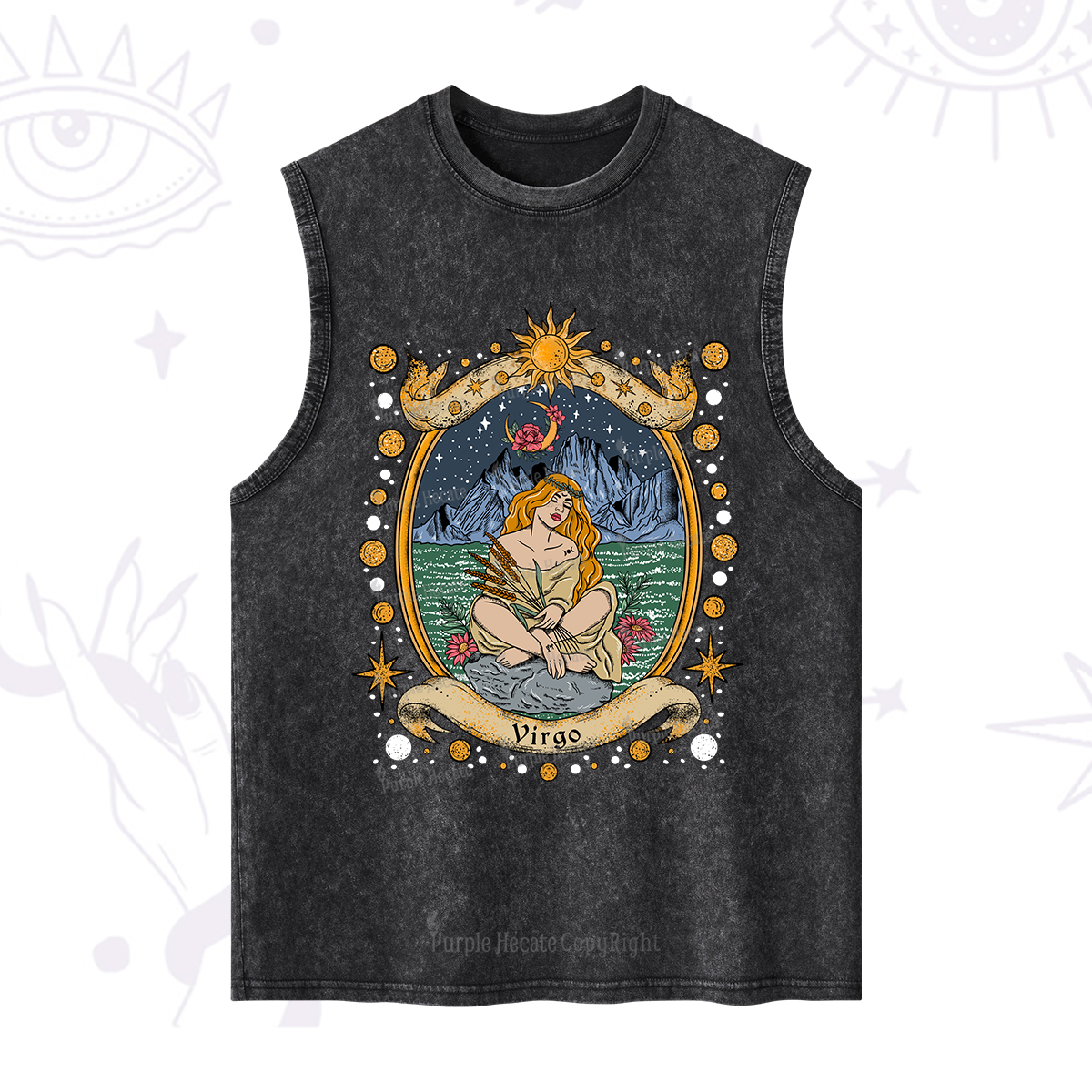 Purplehecate Celestial Virgo Zodiac Washed Tank