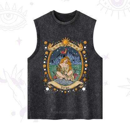Purplehecate Celestial Virgo Zodiac Washed Tank