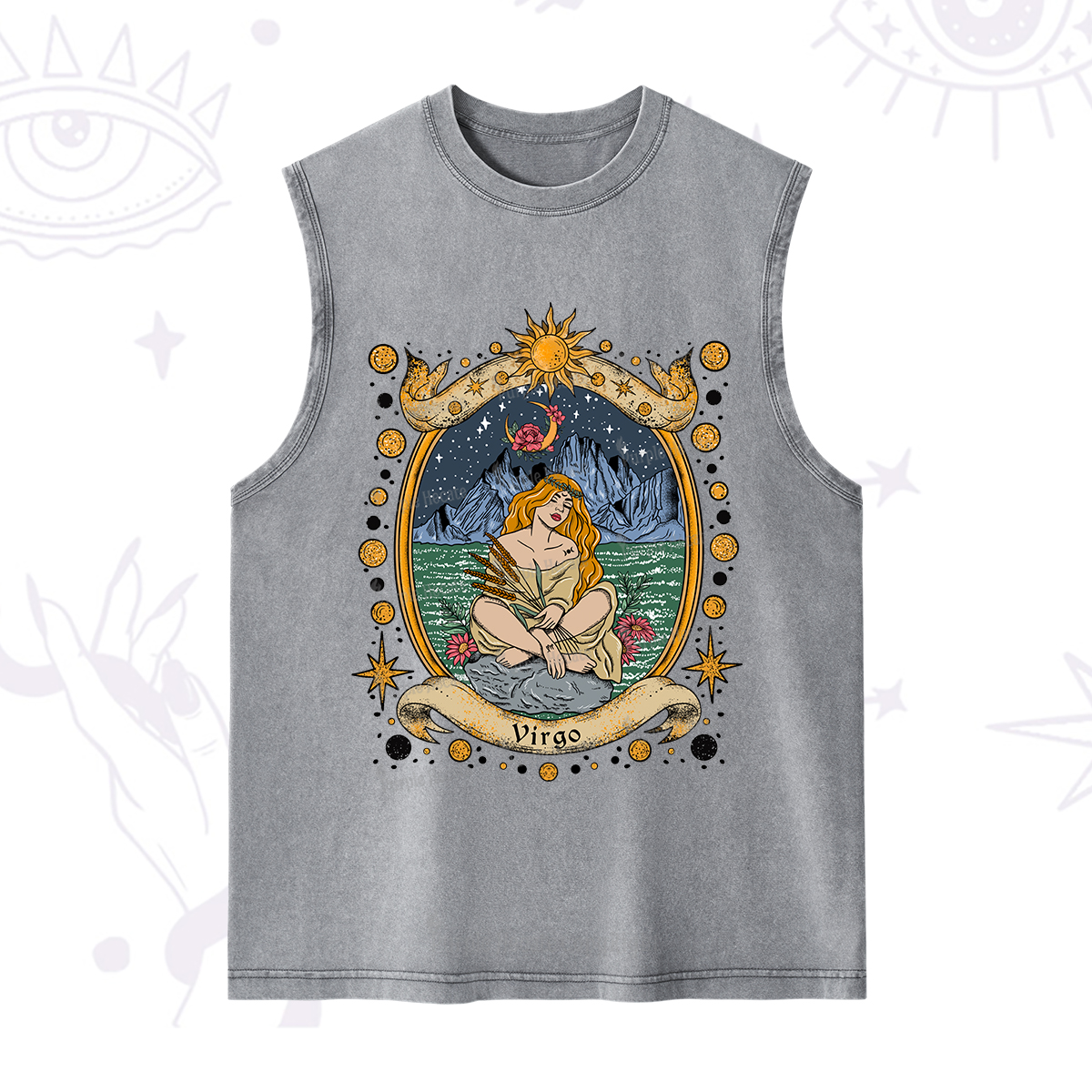 Purplehecate Celestial Virgo Zodiac Washed Tank