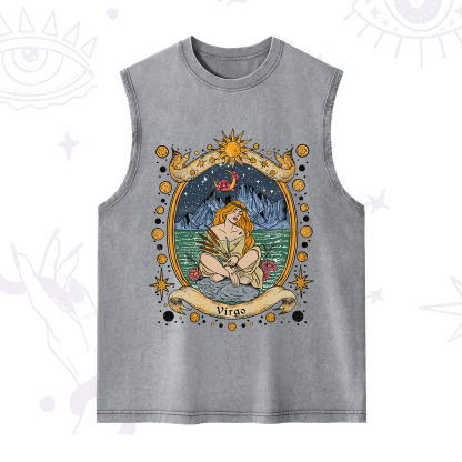 Purplehecate Celestial Virgo Zodiac Washed Tank