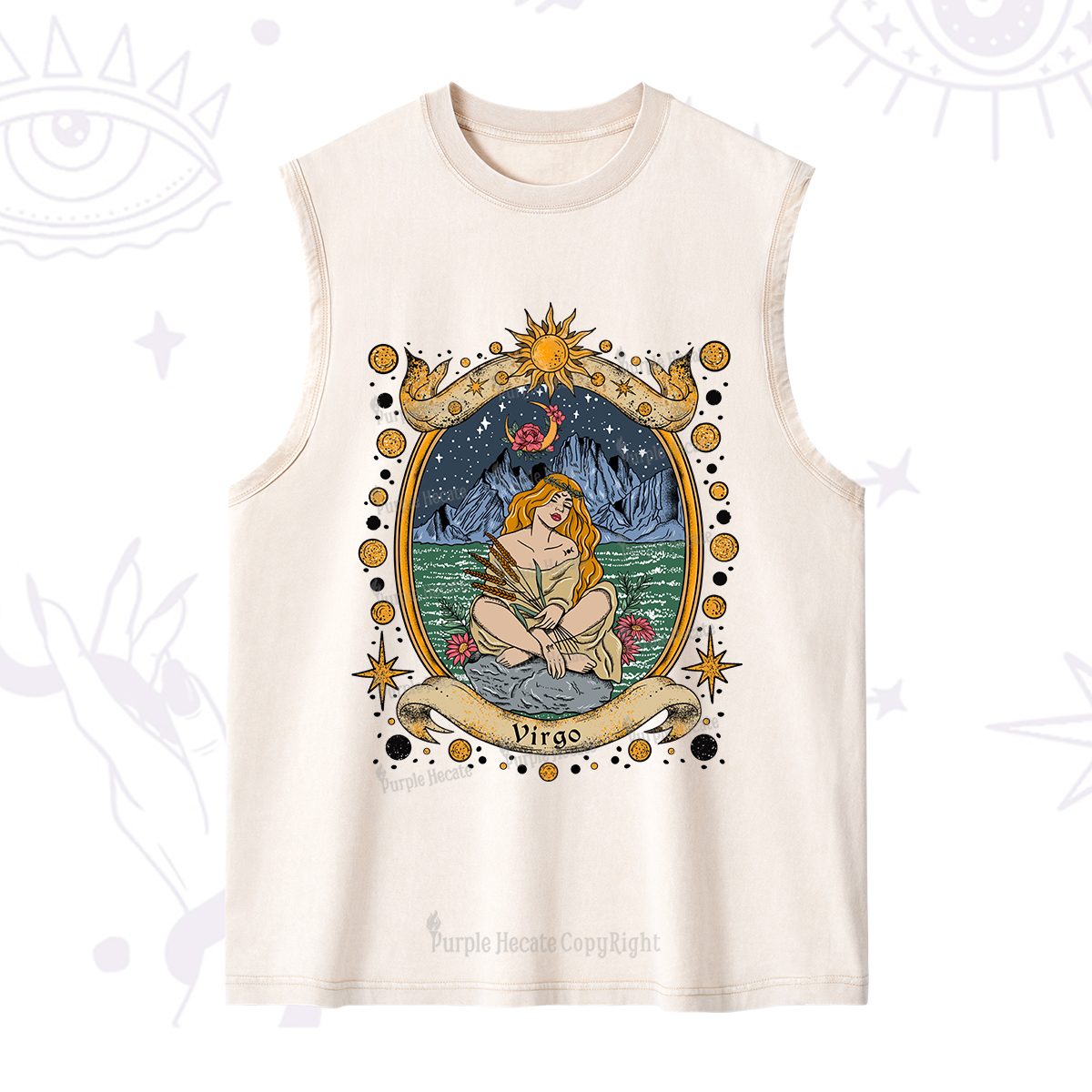 Purplehecate Celestial Virgo Zodiac Washed Tank