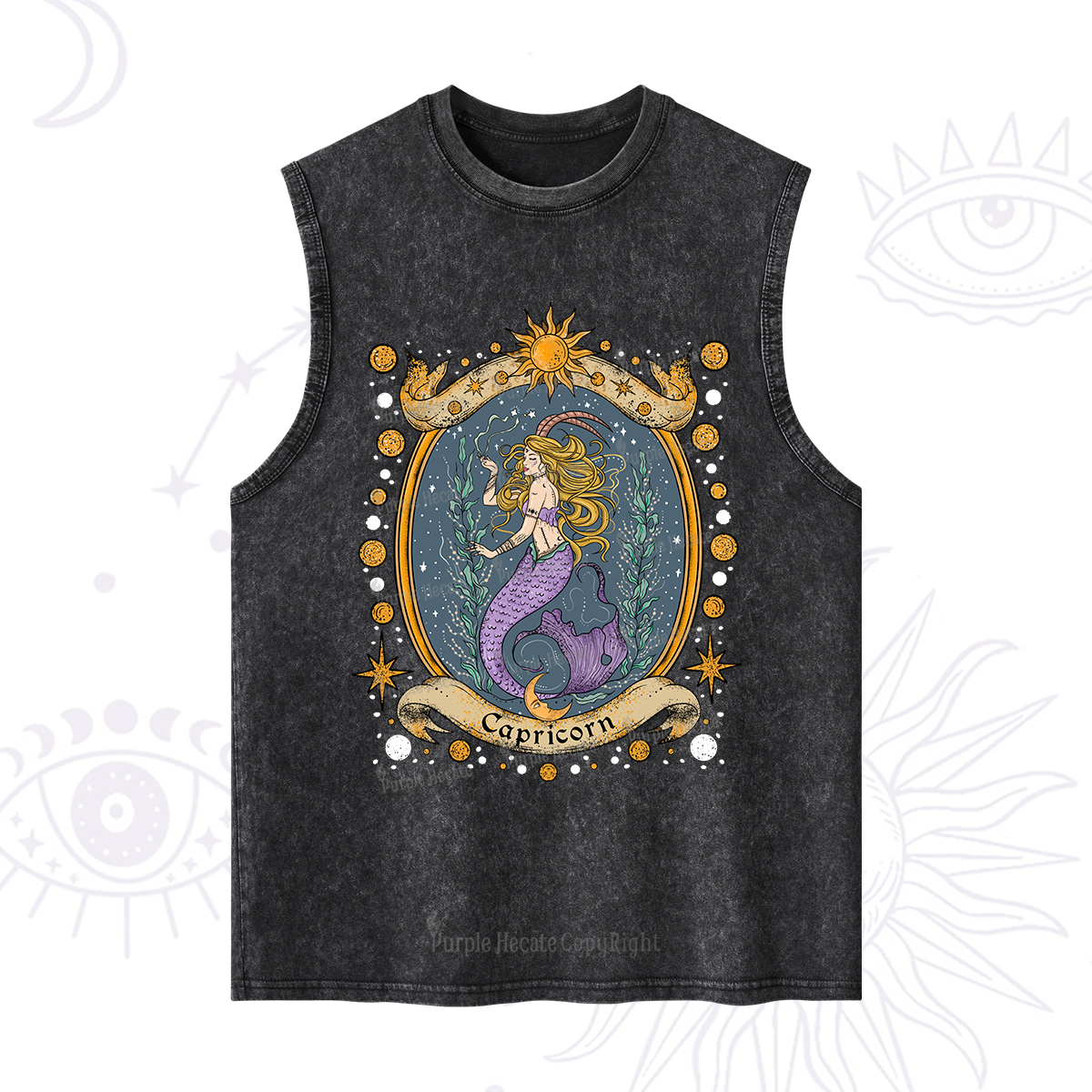 Purplehecate Celestial Capricorn Zodiac Washed Tank