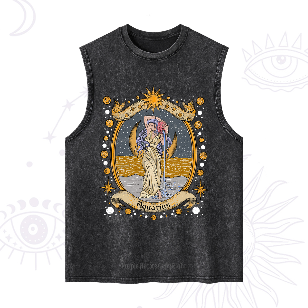 Purplehecate Celestial Aquarius Zodiac Washed Tank