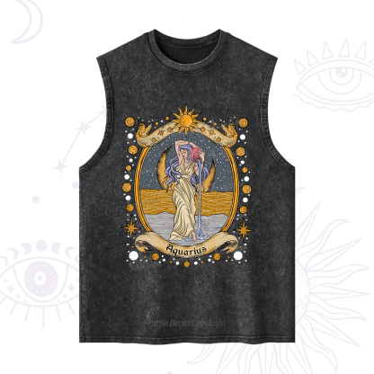 Purplehecate Celestial Aquarius Zodiac Washed Tank