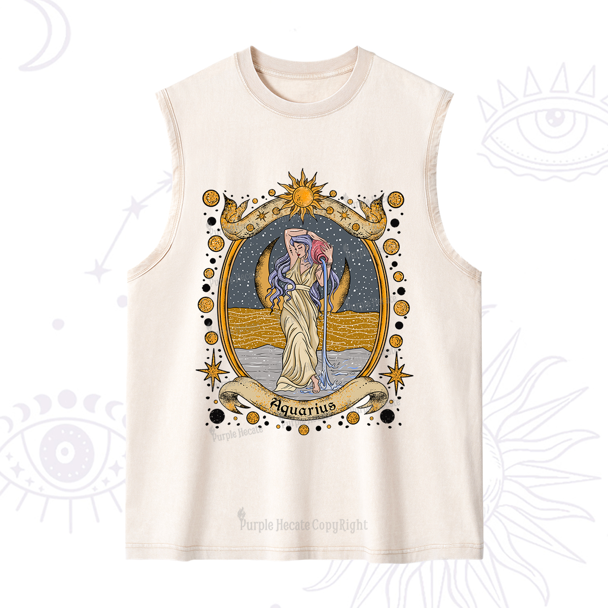 Purplehecate Celestial Aquarius Zodiac Washed Tank