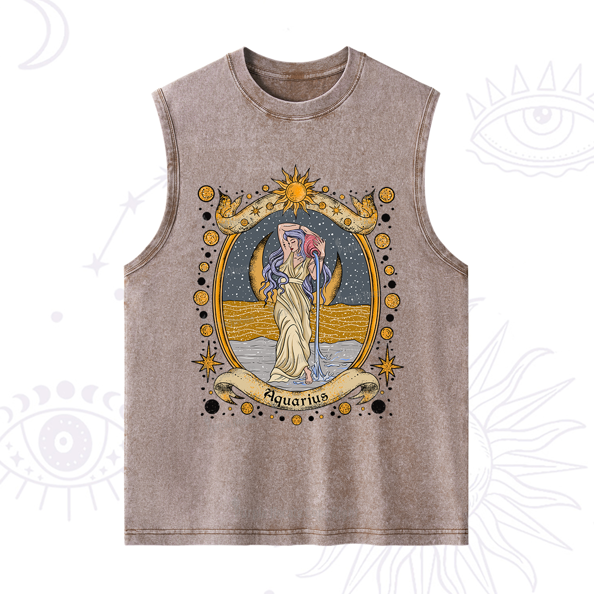 Purplehecate Celestial Aquarius Zodiac Washed Tank