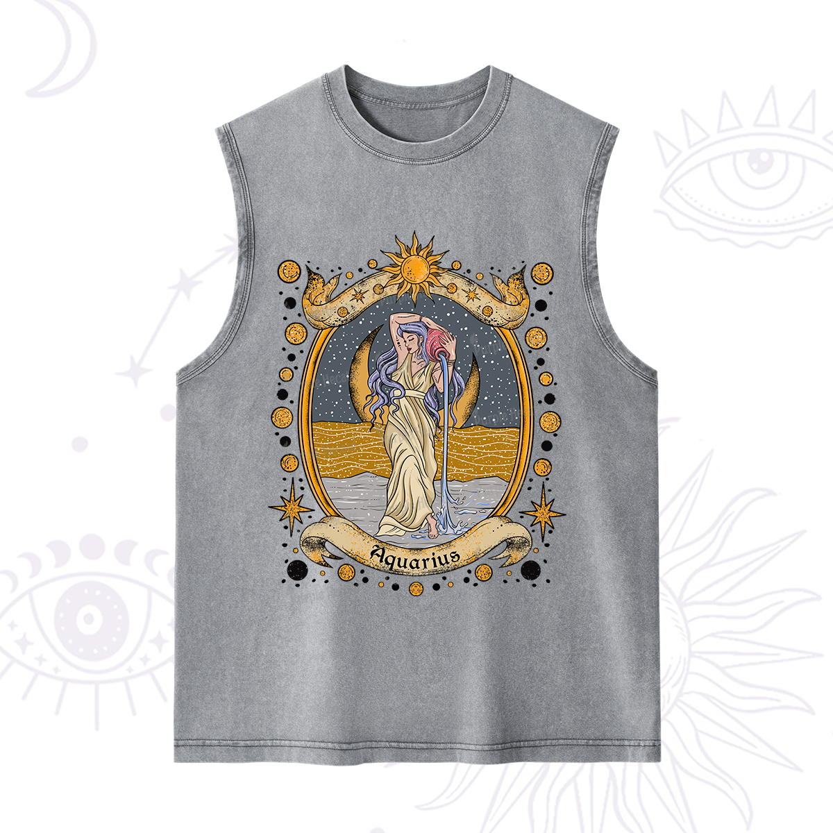 Purplehecate Celestial Aquarius Zodiac Washed Tank