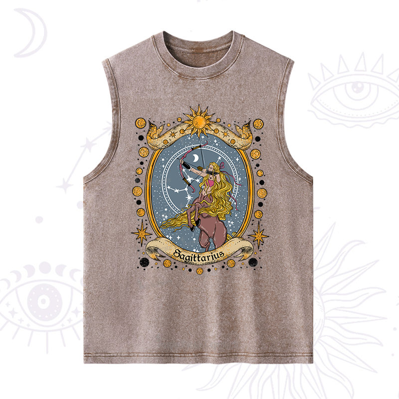Purplehecate Celestial Sagittarius Zodiac Washed Tank