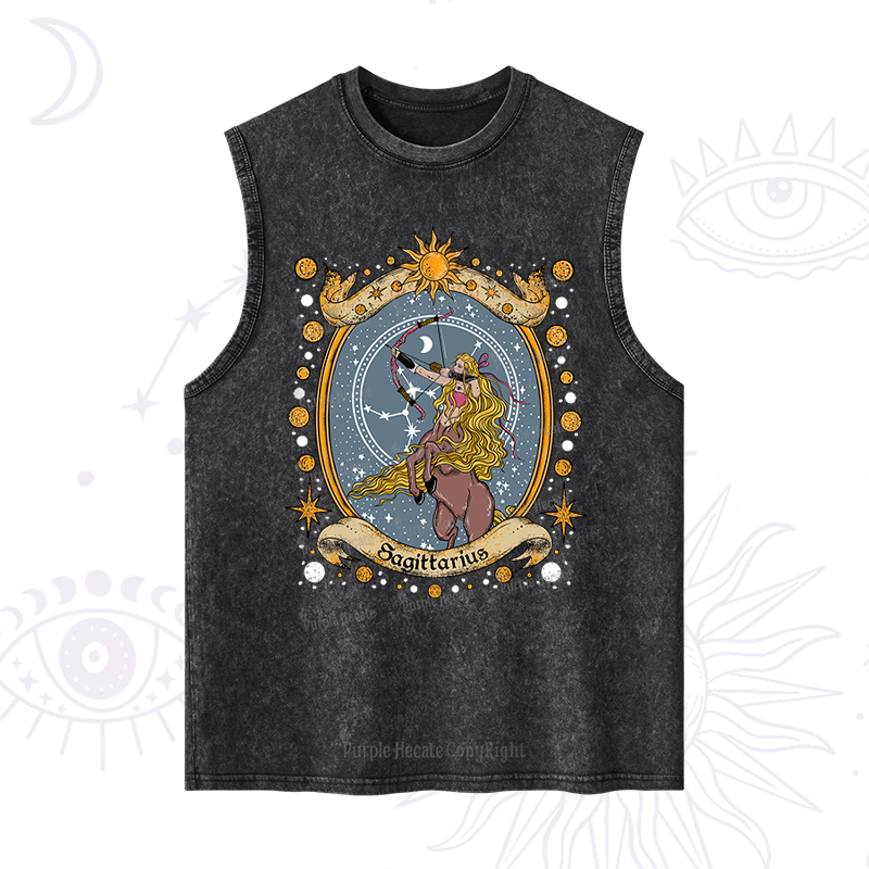 Purplehecate Celestial Sagittarius Zodiac Washed Tank