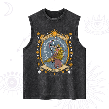 Purplehecate Celestial Sagittarius Zodiac Washed Tank