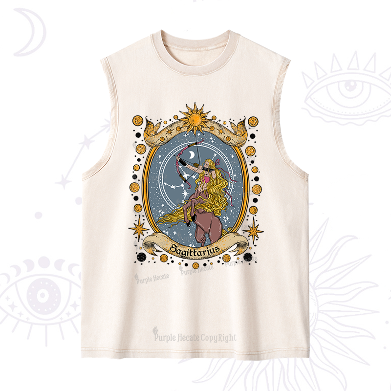 Purplehecate Celestial Sagittarius Zodiac Washed Tank
