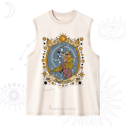 Purplehecate Celestial Sagittarius Zodiac Washed Tank