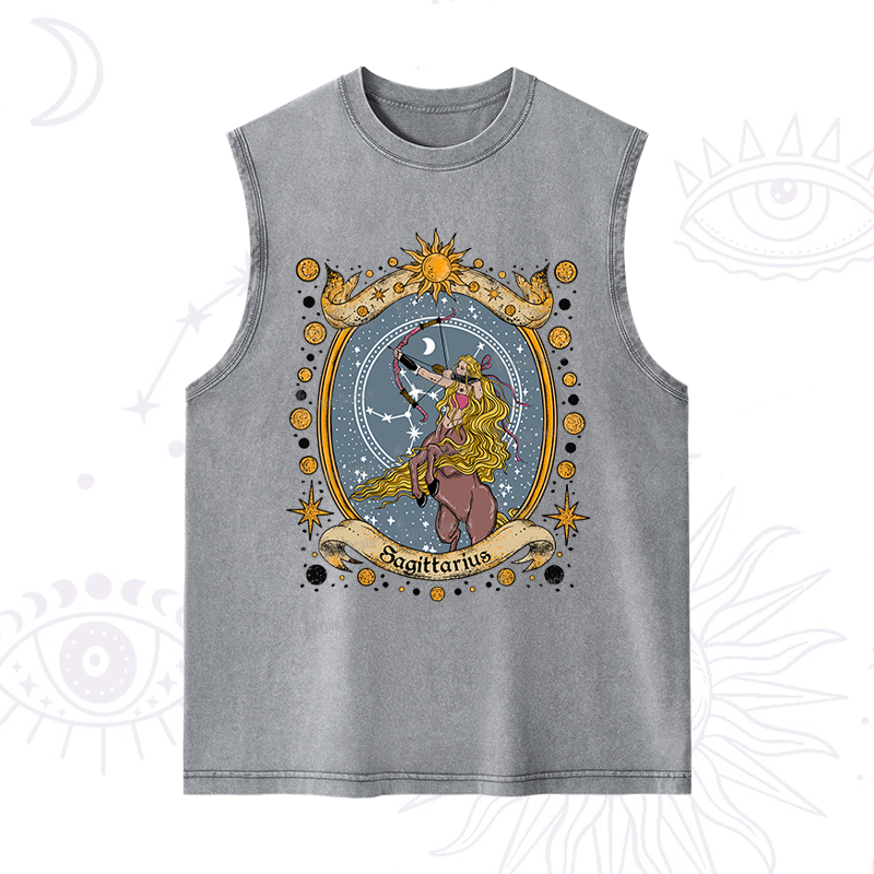 Purplehecate Celestial Sagittarius Zodiac Washed Tank