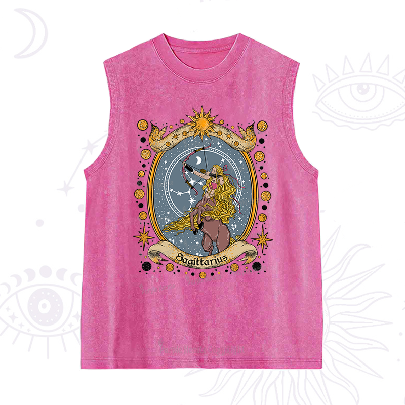 Purplehecate Celestial Sagittarius Zodiac Washed Tank