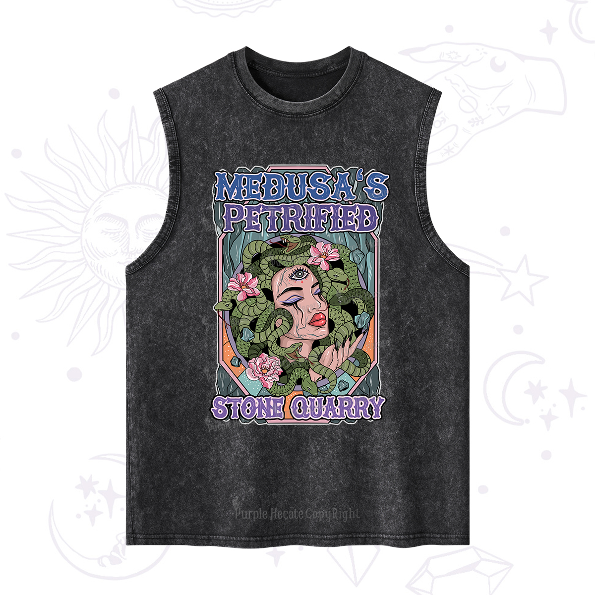 Purplehecate The Gorgon With Snake Hair Medusa Washed Tank