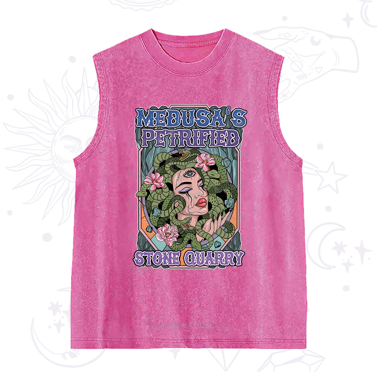 Purplehecate The Gorgon With Snake Hair Medusa Washed Tank