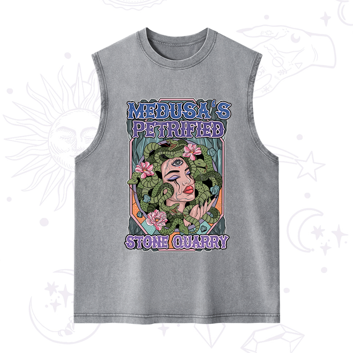 Purplehecate The Gorgon With Snake Hair Medusa Washed Tank