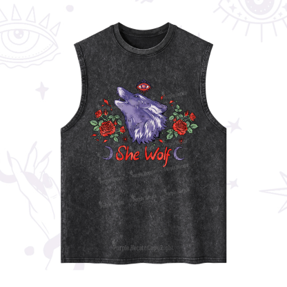 Purplehecate Moon Wolf Washed Tank