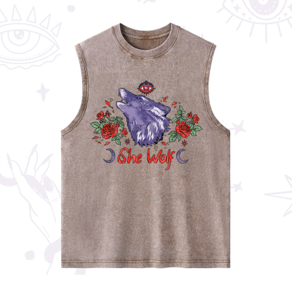 Purplehecate Moon Wolf Washed Tank