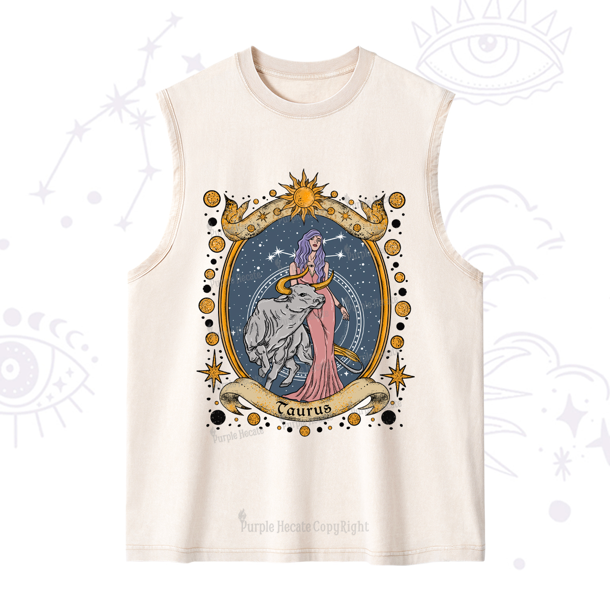 Purplehecate Celestial Taurus Zodiac Washed Tank
