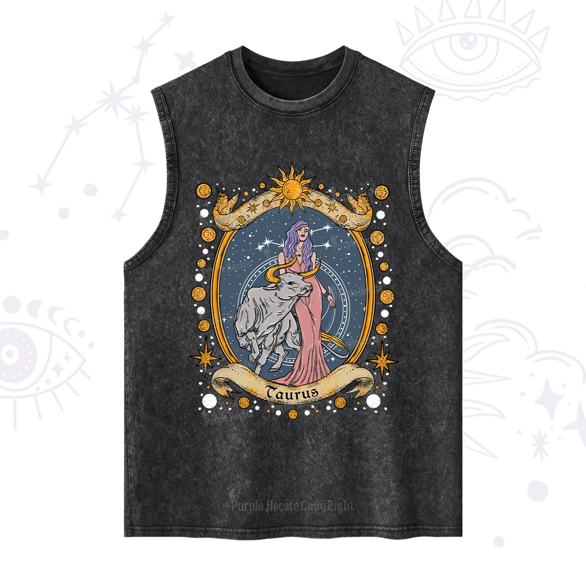 Purplehecate Celestial Taurus Zodiac Washed Tank
